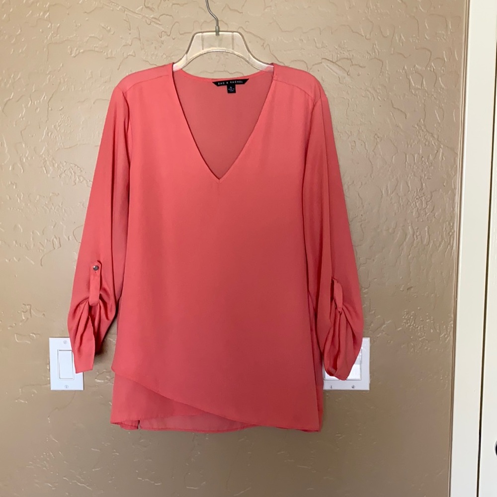 Coral blouse with 3/4 sleeves